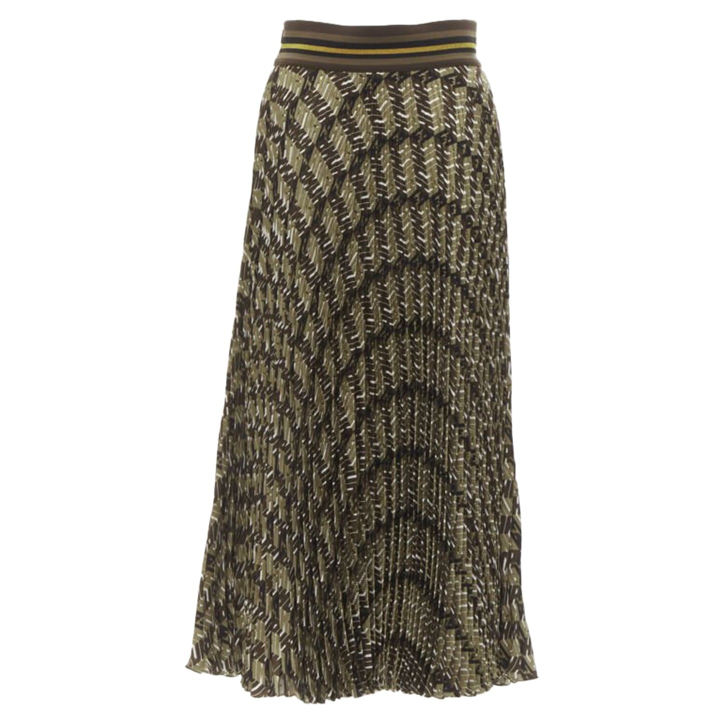 Women's Fendi Roma Amor graphic print pleated plisse silk skirt