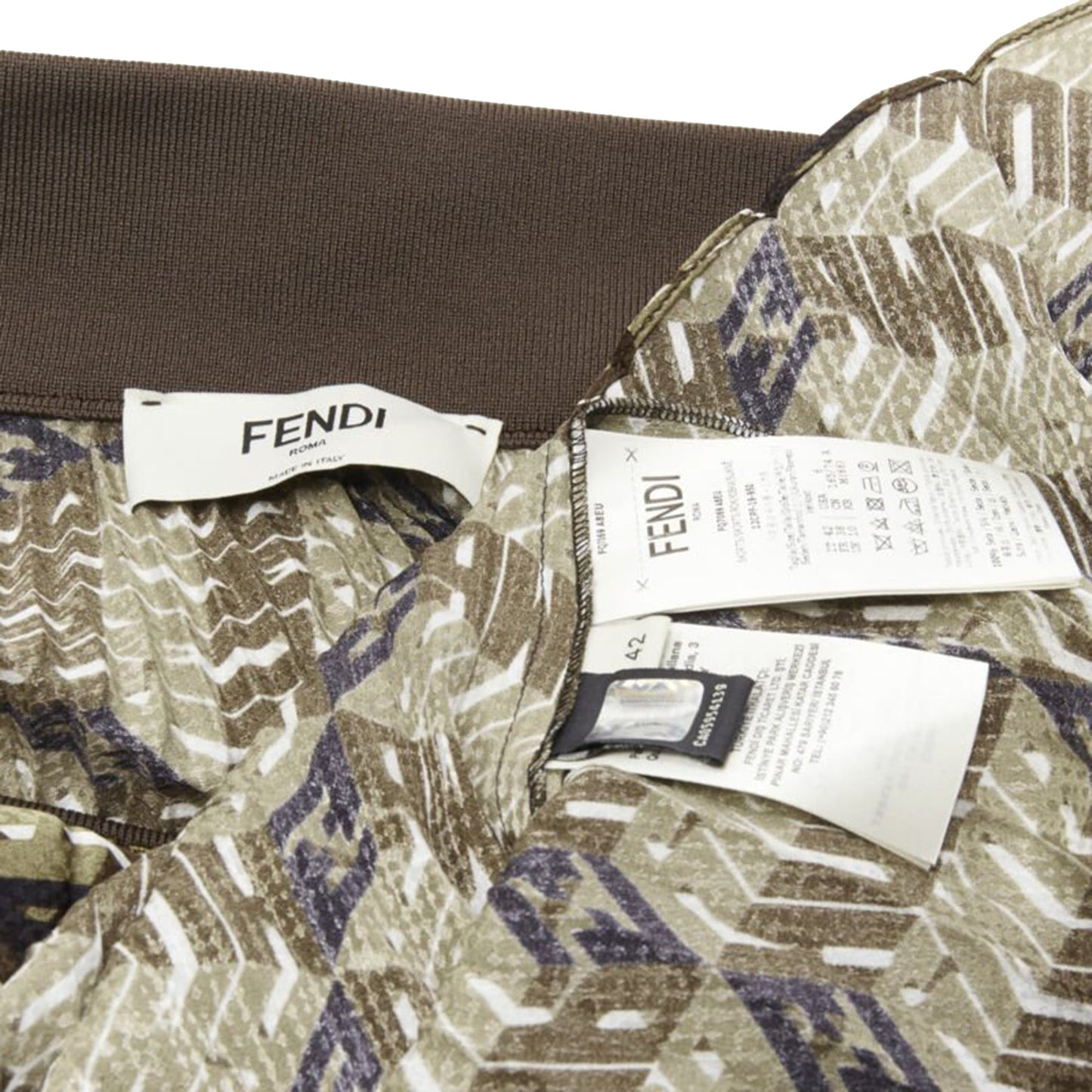 Women's Fendi Roma Amor graphic print pleated plisse silk skirt