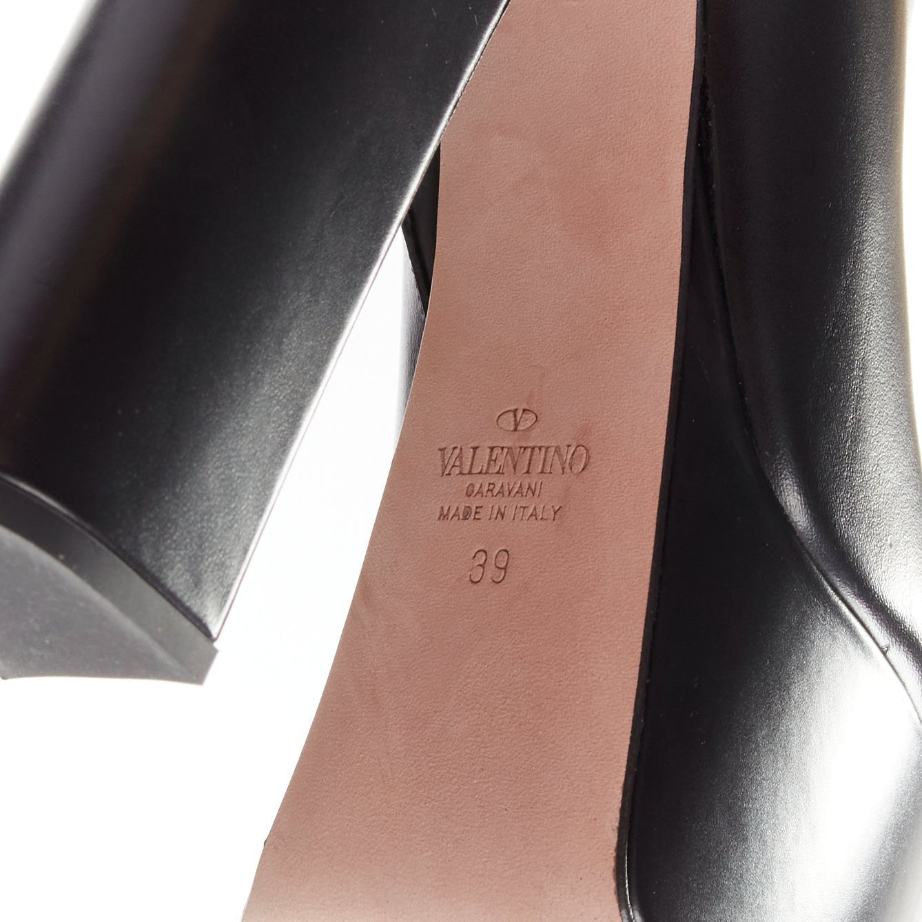 Women's Valentino Tango leather gold buckle platform boots