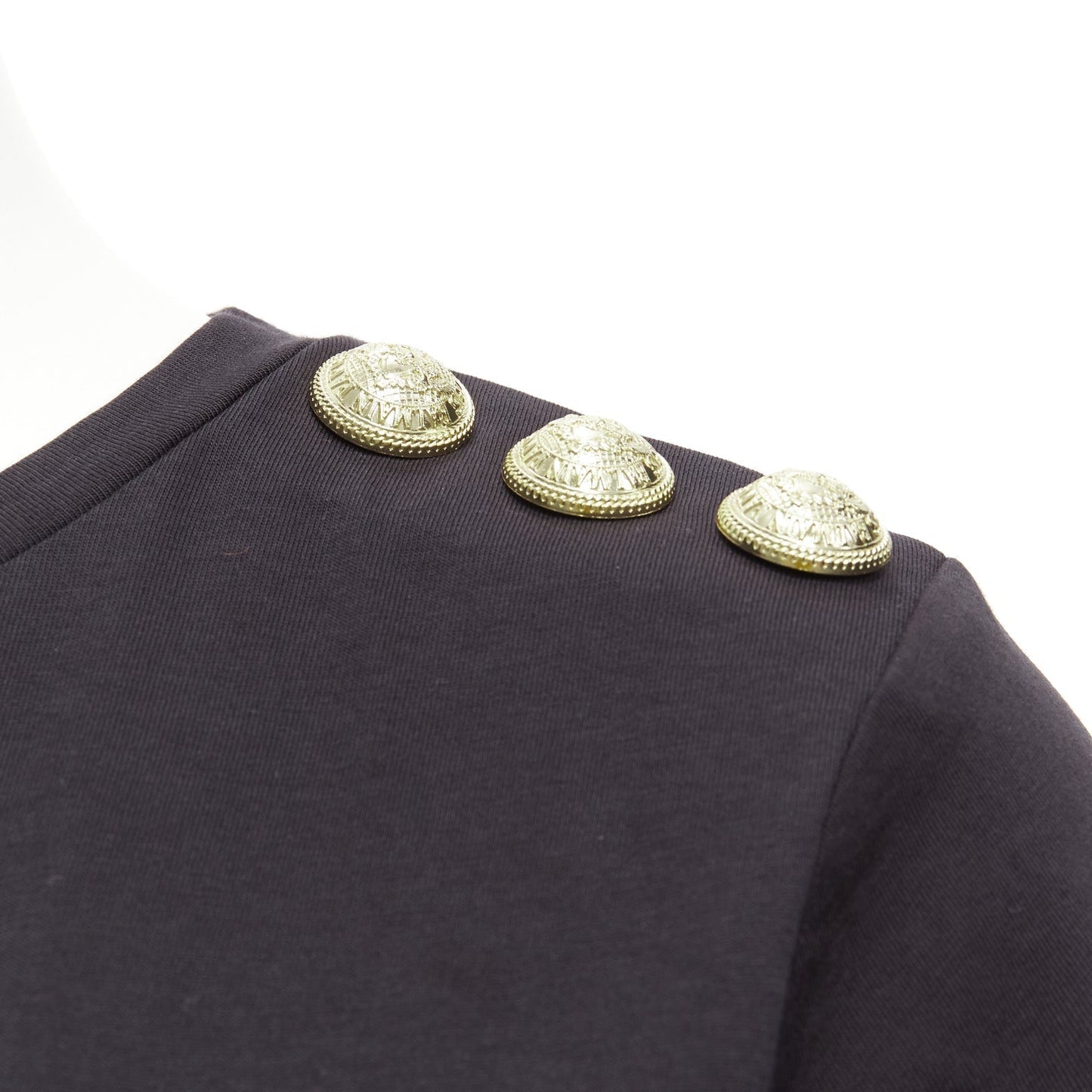 Women's Balmain B logo gold military buttons tshirt