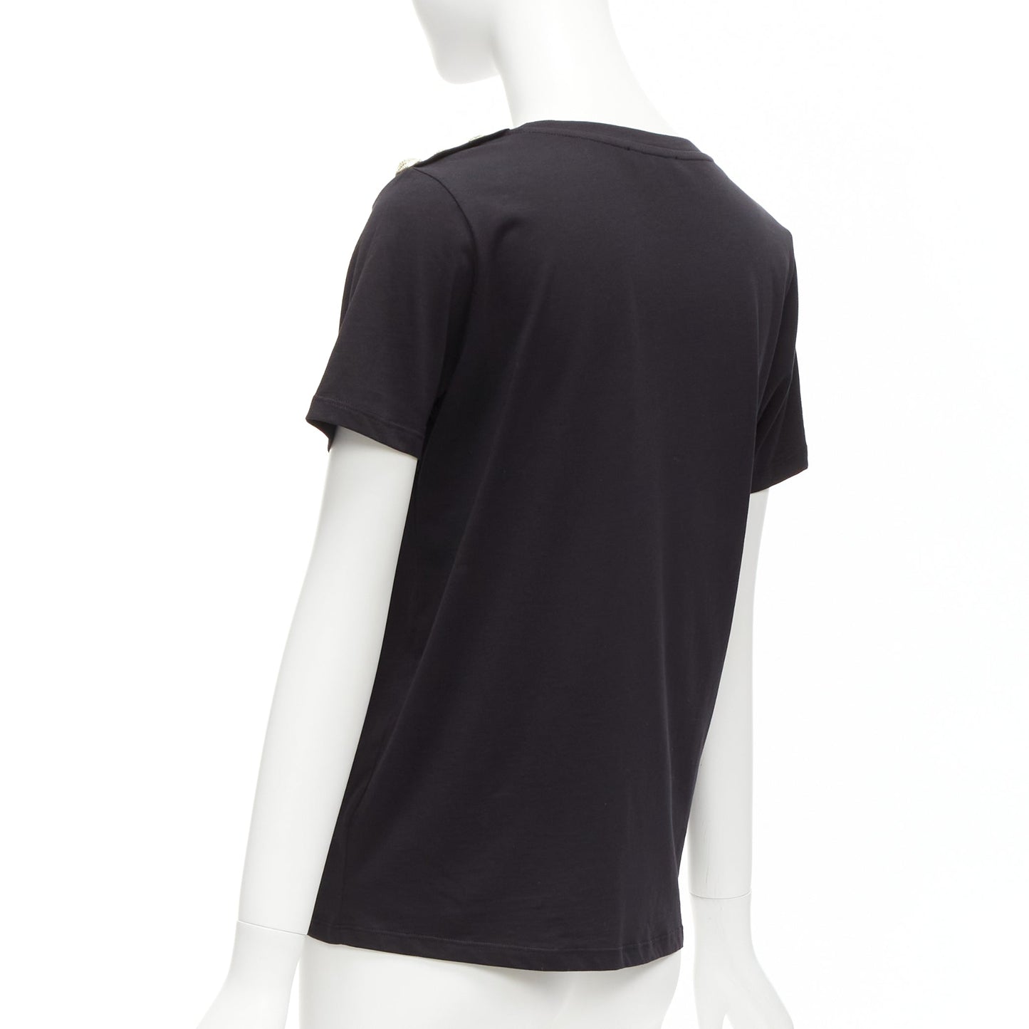 Women's Balmain B logo gold military buttons tshirt