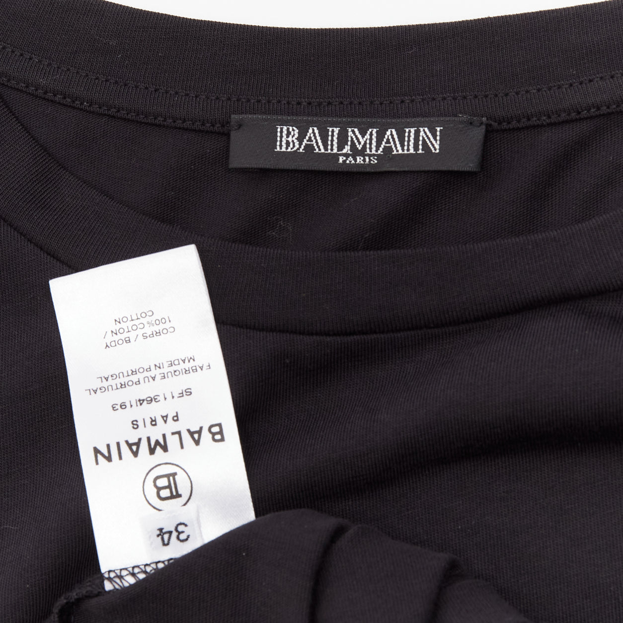 Women's Balmain B logo gold military buttons tshirt