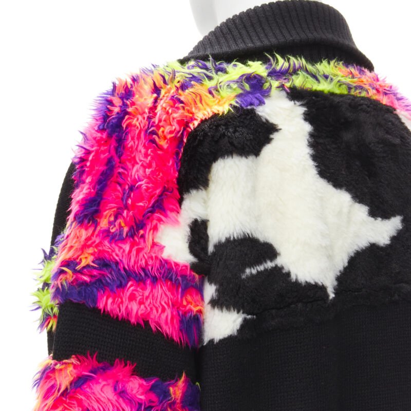 Men's Balenciaga BB Pride Flag embroidery faux fur turtleneck