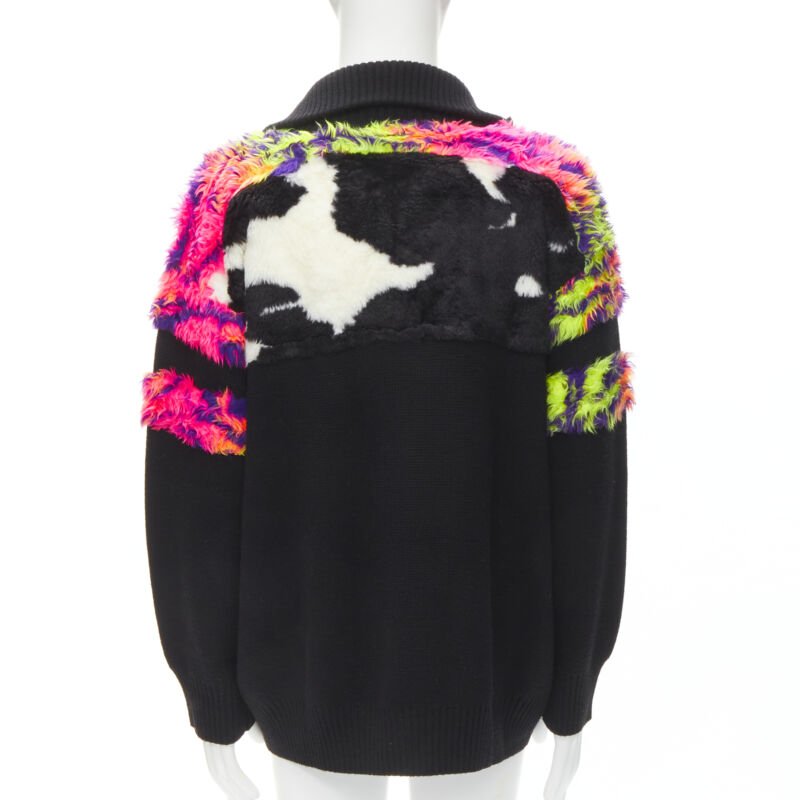Men's Balenciaga BB Pride Flag embroidery faux fur turtleneck
