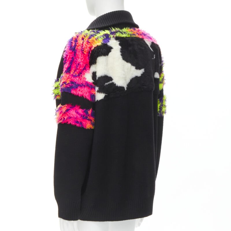 Men's Balenciaga BB Pride Flag embroidery faux fur turtleneck