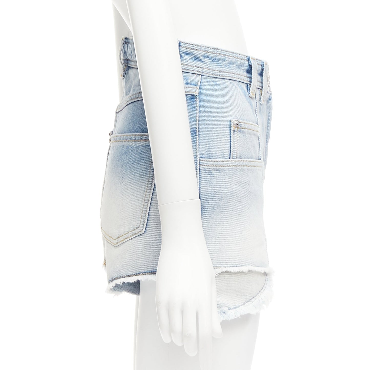 Women's Balmain cotton denim panelled pockets cargo shorts
