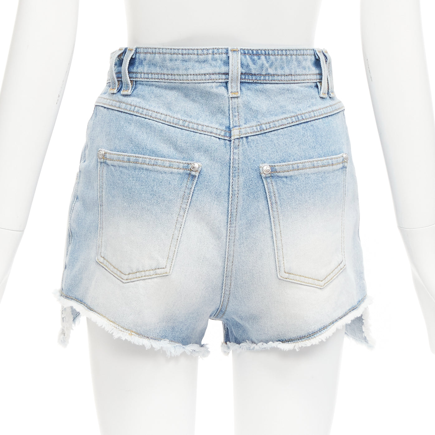 Women's Balmain cotton denim panelled pockets cargo shorts
