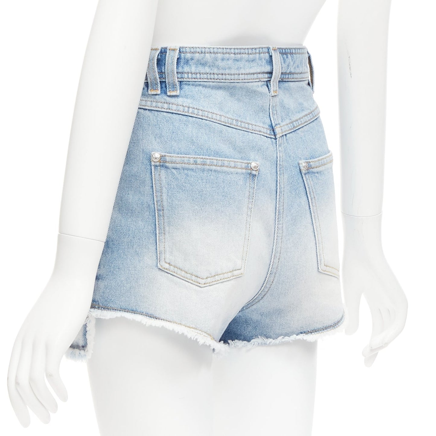 Women's Balmain cotton denim panelled pockets cargo shorts