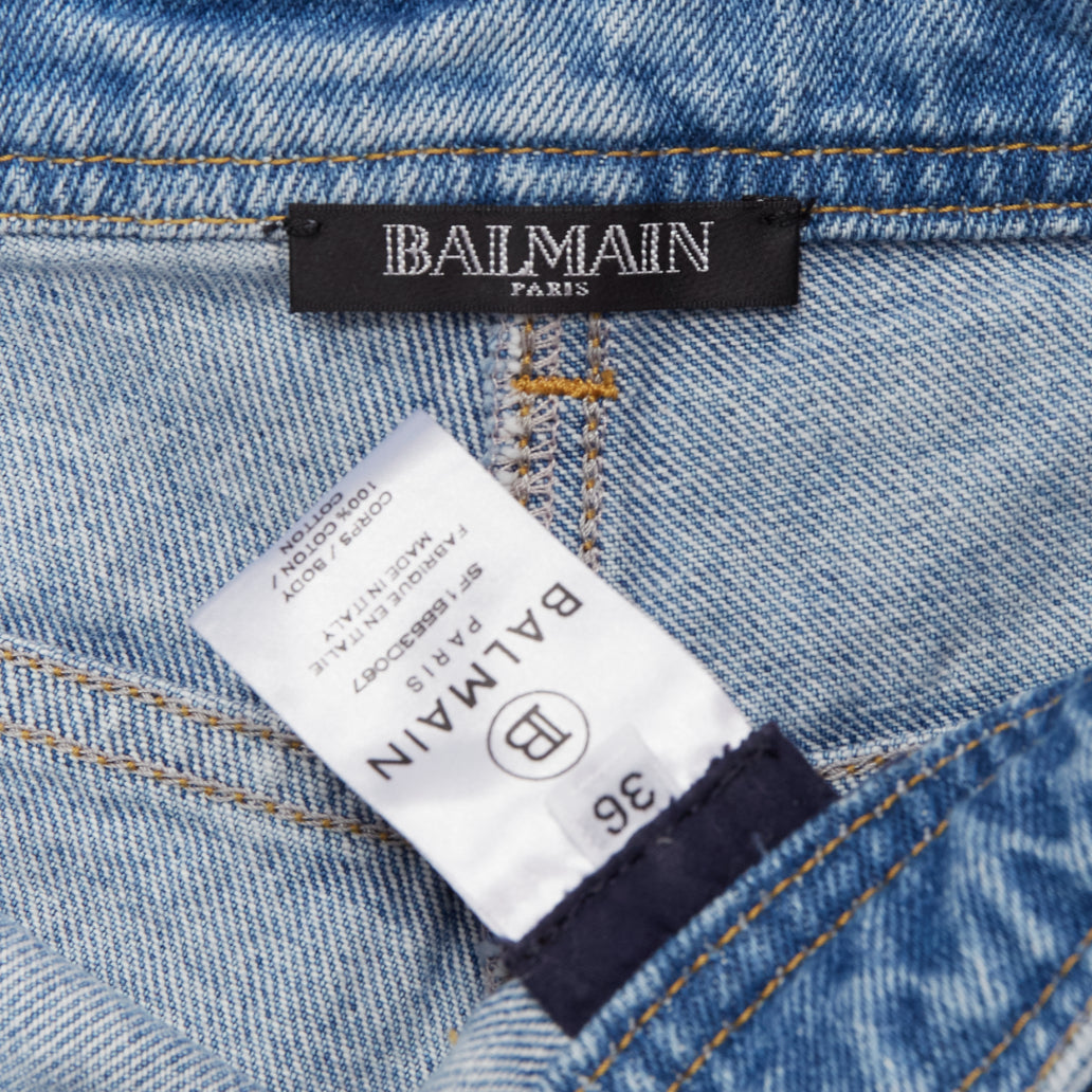 Women's Balmain cotton denim panelled pockets cargo shorts