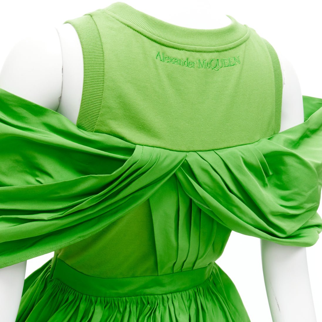 Women's Alexander McQueen cotton pleated peplum cold shoulder top
