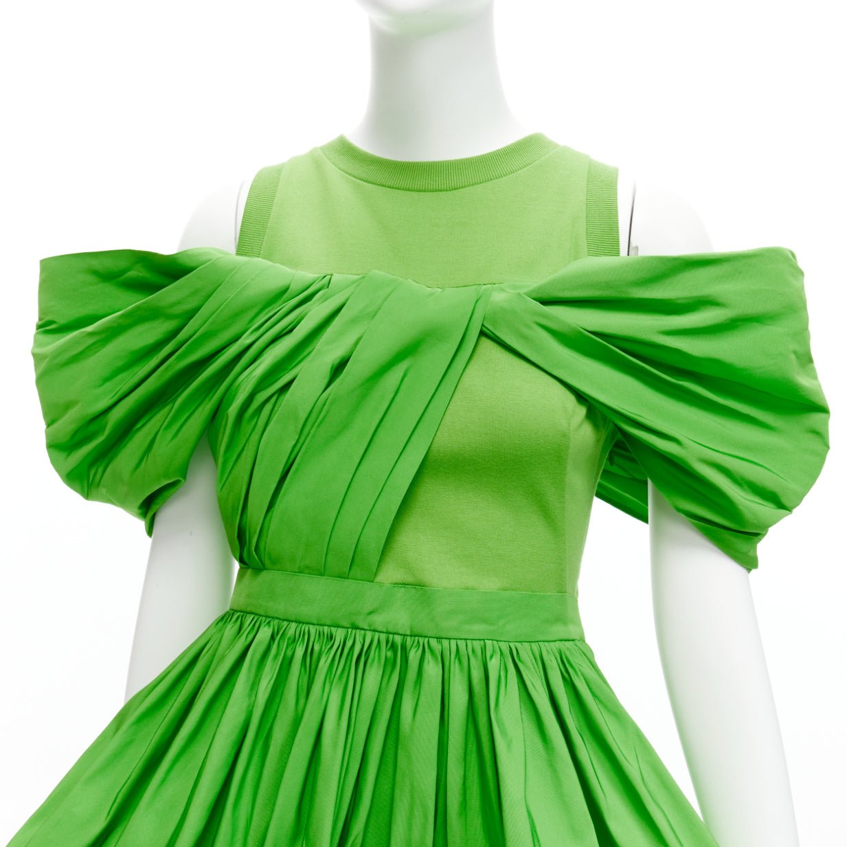 Women's Alexander McQueen cotton pleated peplum cold shoulder top