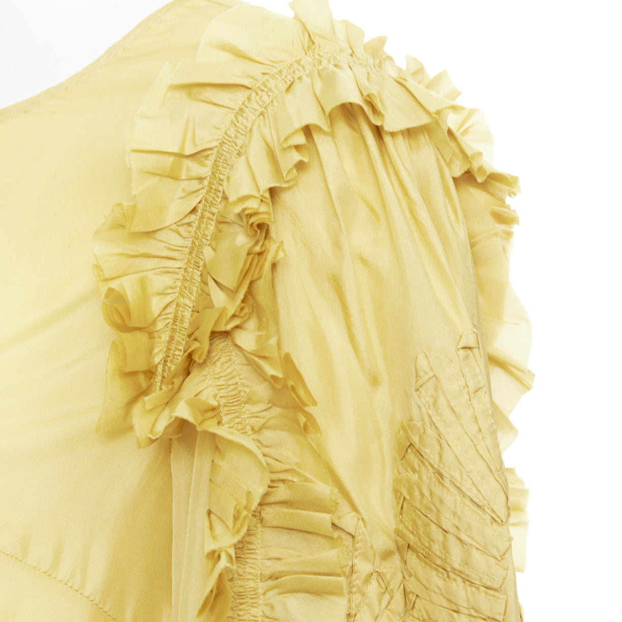 Women's Dries Van Noten silk ruffle applique puff sleeve blouse