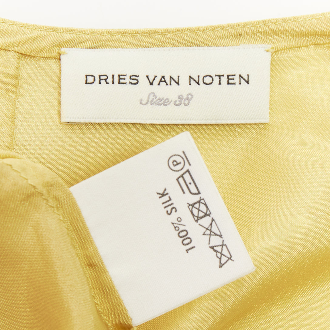 Women's Dries Van Noten silk ruffle applique puff sleeve blouse