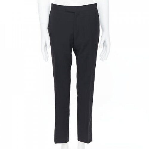 Men's Dries Van Noten wool cotton blend striped cropped trousers