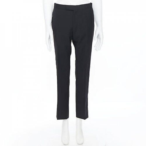 Men's Dries Van Noten wool cotton blend striped cropped trousers