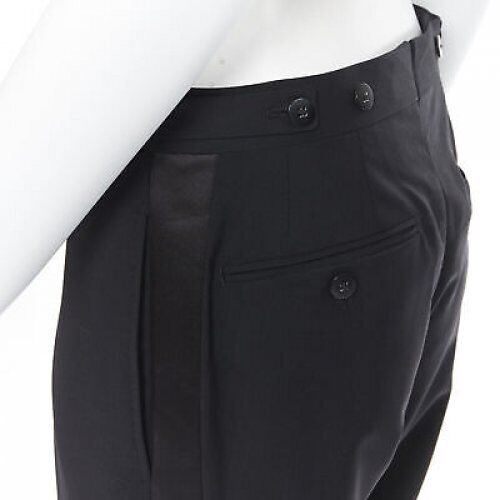 Men's Dries Van Noten wool cotton blend striped cropped trousers