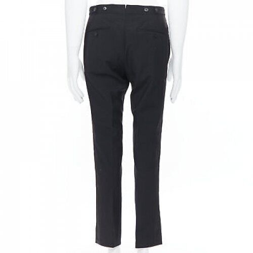 Men's Dries Van Noten wool cotton blend striped cropped trousers
