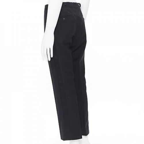 Men's Dries Van Noten wool cotton blend striped cropped trousers