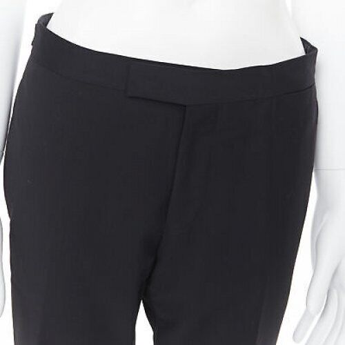 Men's Dries Van Noten wool cotton blend striped cropped trousers