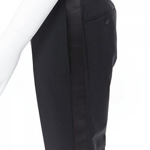 Men's Dries Van Noten wool cotton blend striped cropped trousers