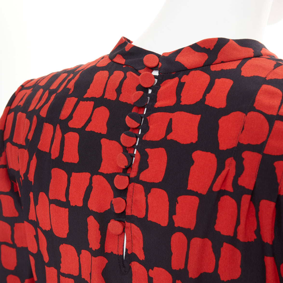 Women's Saint Laurent geometric block silk shoulder padded mini dress