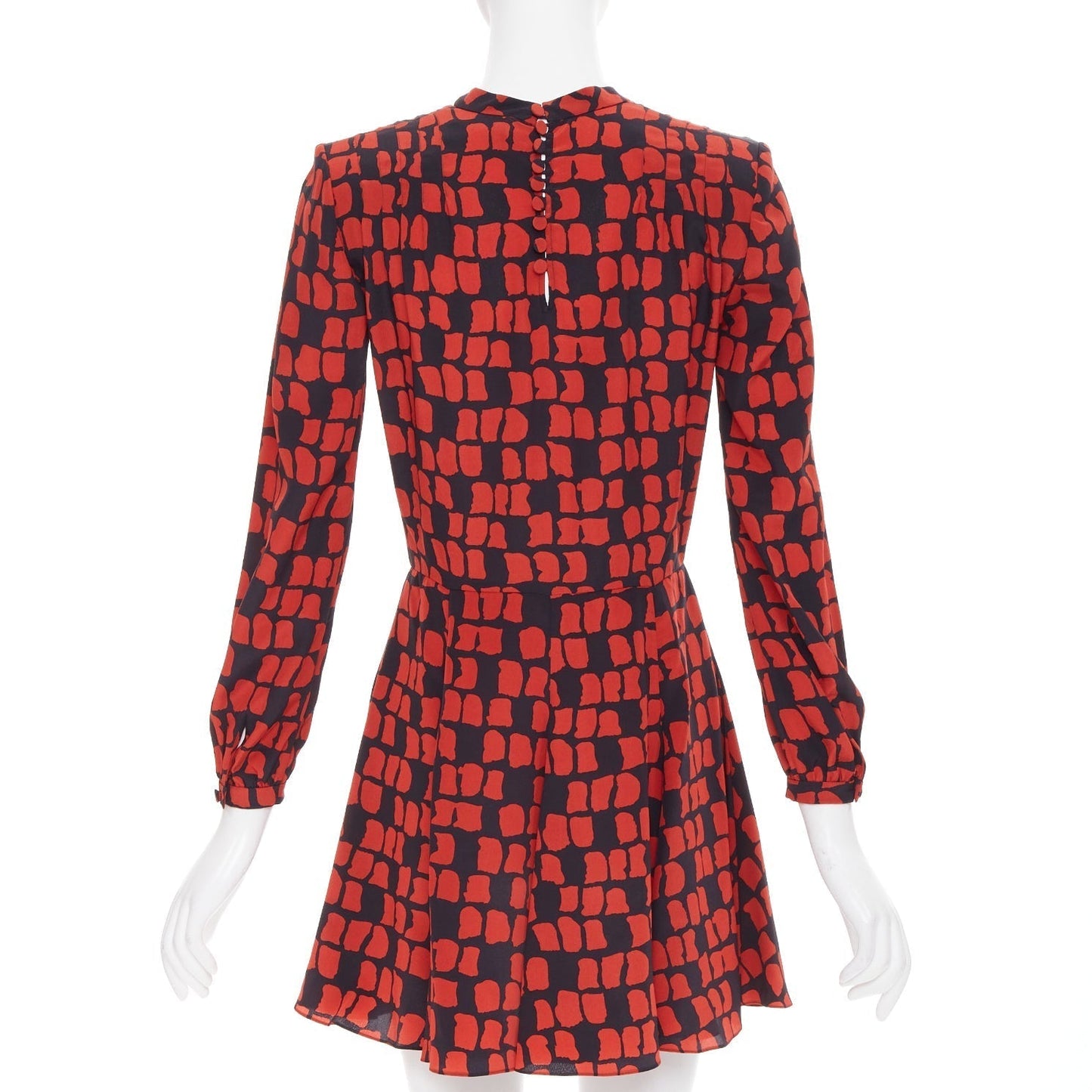 Women's Saint Laurent geometric block silk shoulder padded mini dress