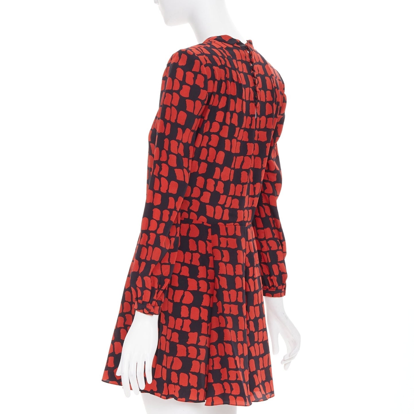 Women's Saint Laurent geometric block silk shoulder padded mini dress