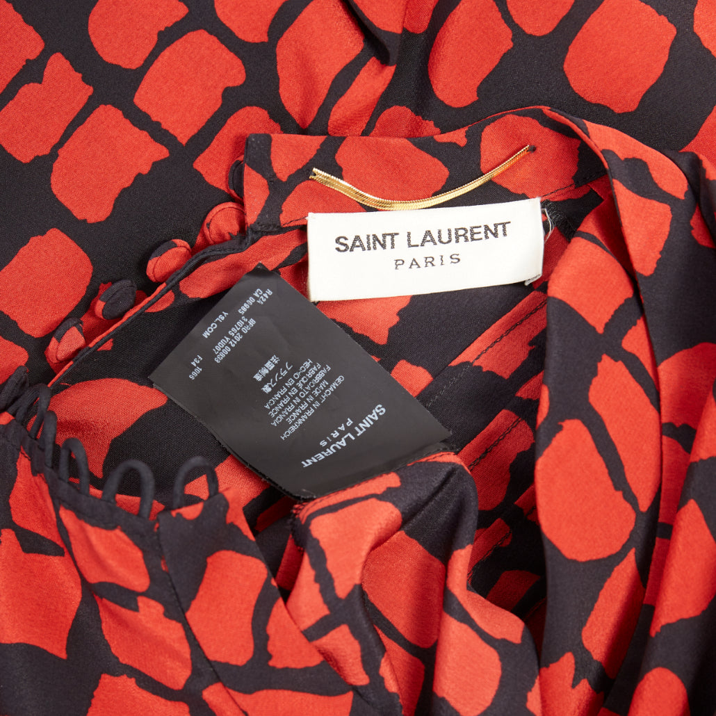Women's Saint Laurent geometric block silk shoulder padded mini dress