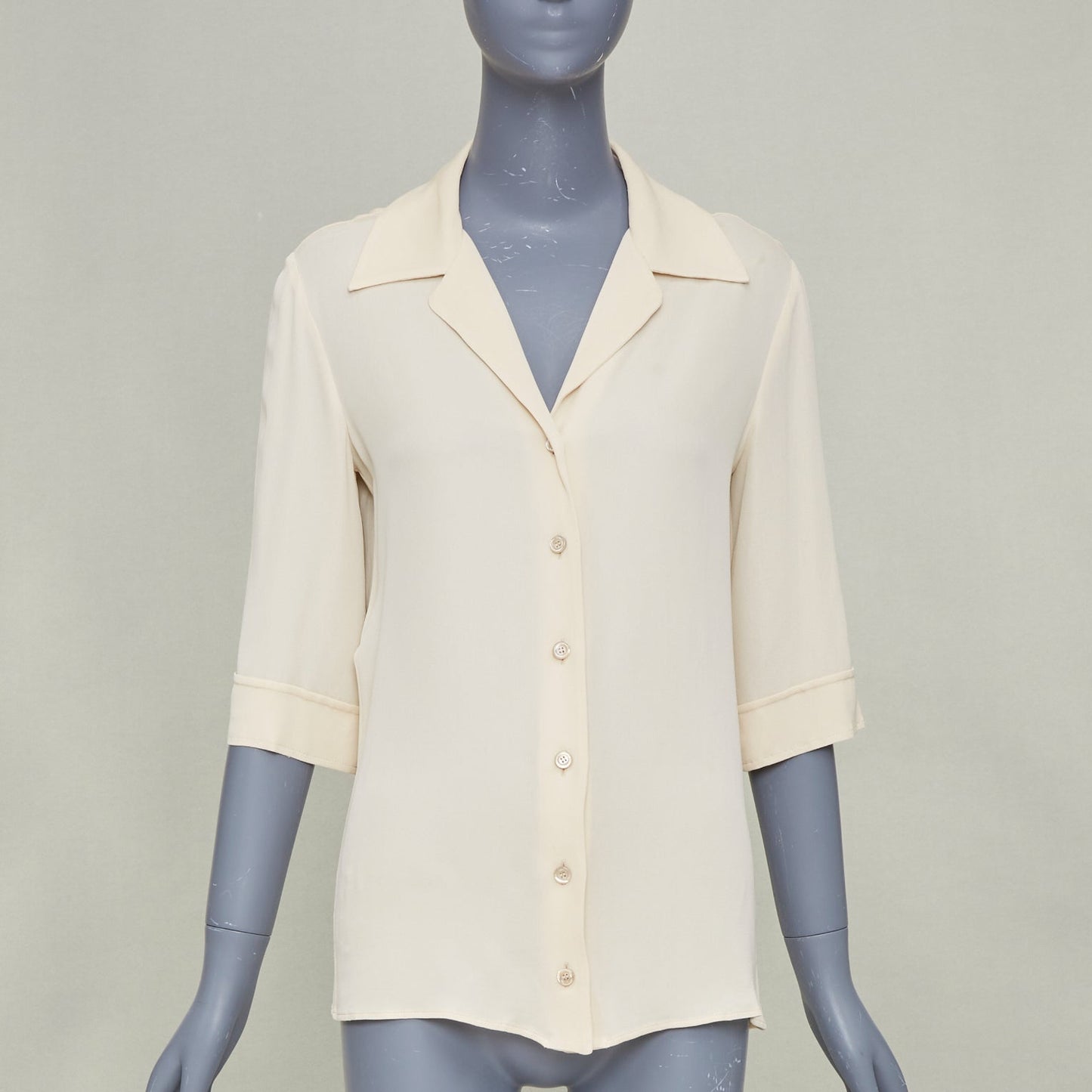 Women's Gucci printed back cream viscose silk short sleeve shirt