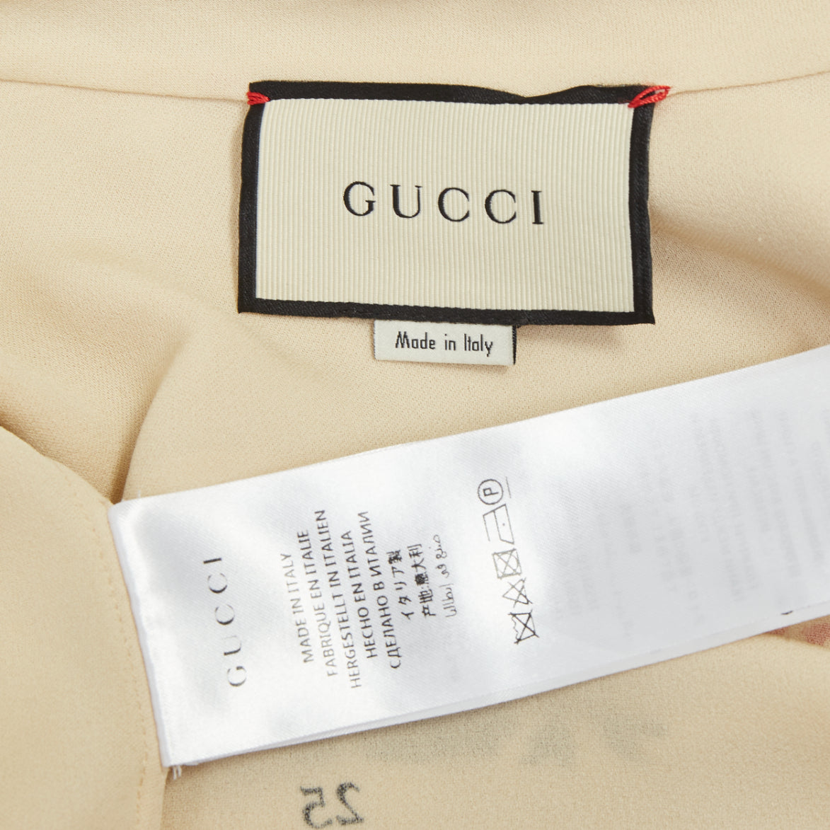 Women's Gucci printed back cream viscose silk short sleeve shirt
