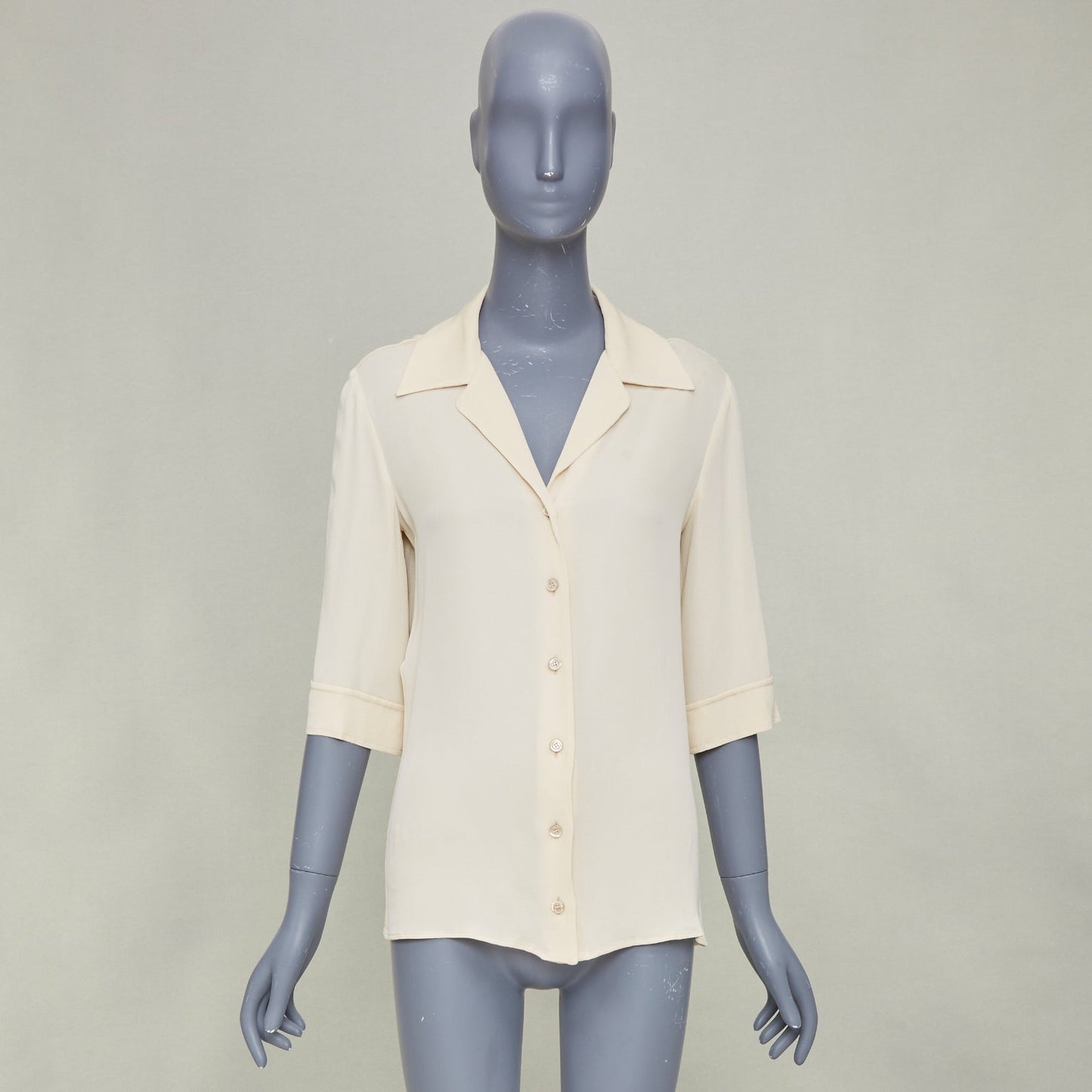Women's Gucci printed back cream viscose silk short sleeve shirt