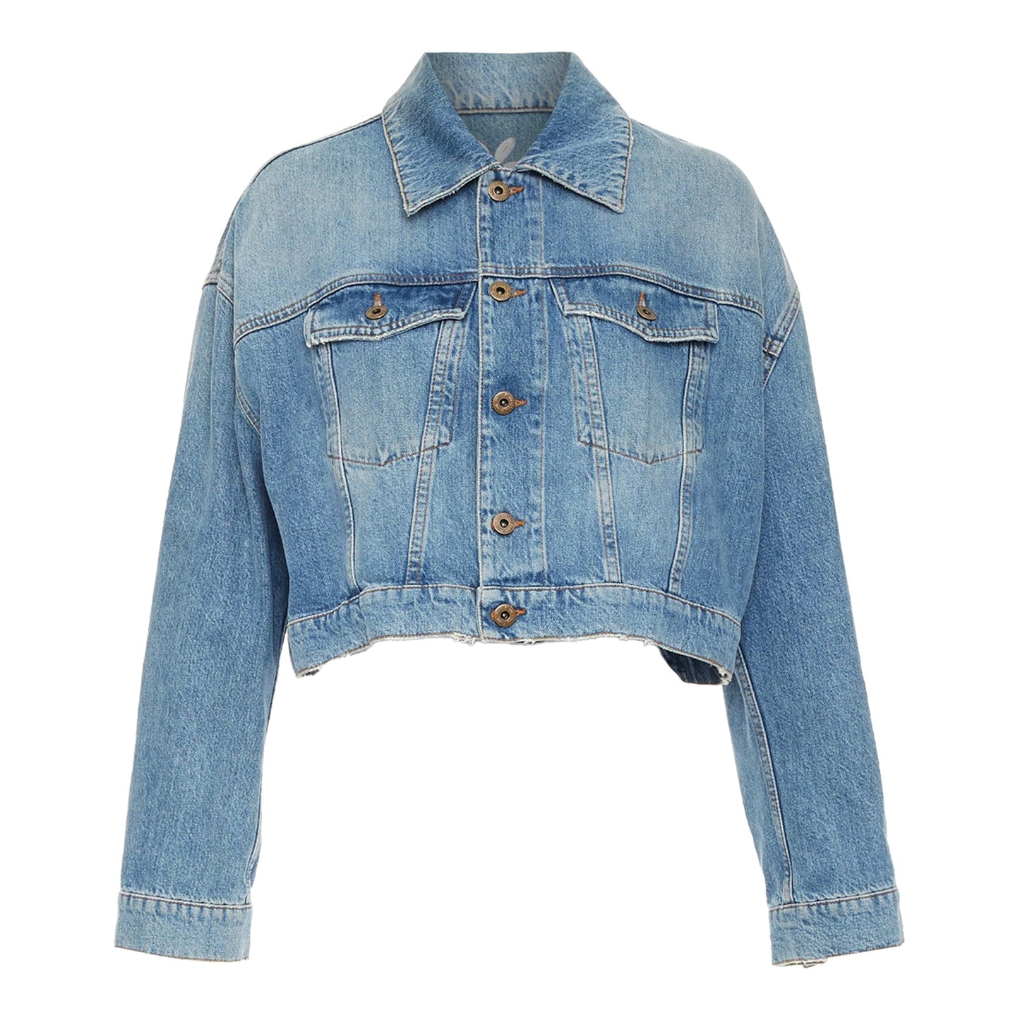 Women's Miu Miu washed denim hand painted daisy cropped jacket