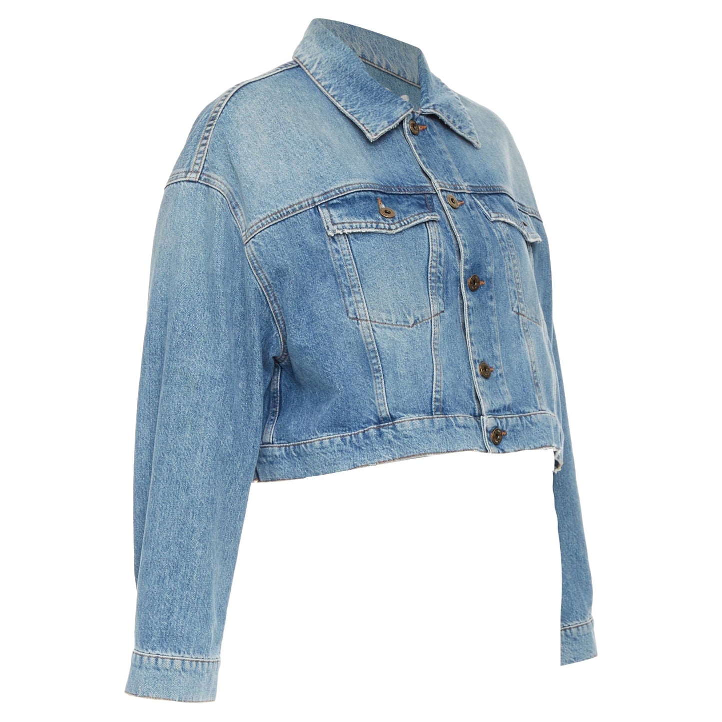 Women's Miu Miu washed denim hand painted daisy cropped jacket