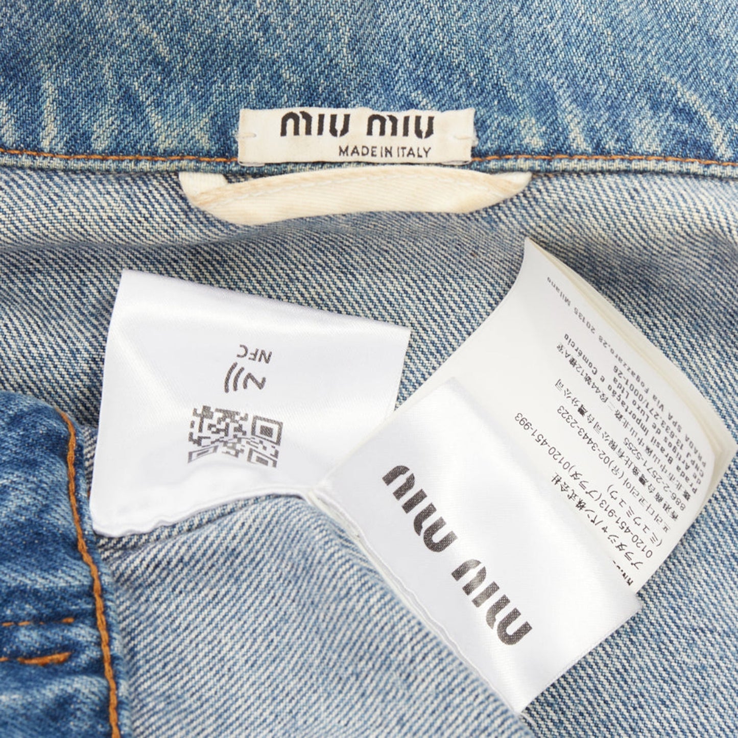 Women's Miu Miu washed denim hand painted daisy cropped jacket
