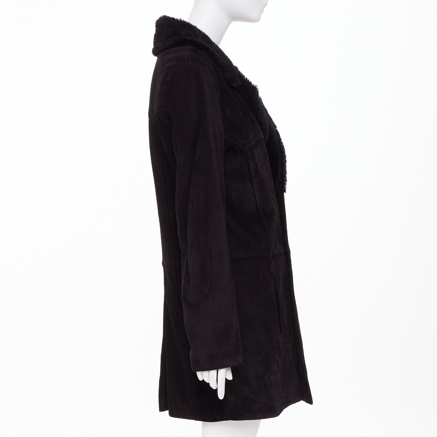 Men's Saint Laurent leather shearling lined double breasted coat