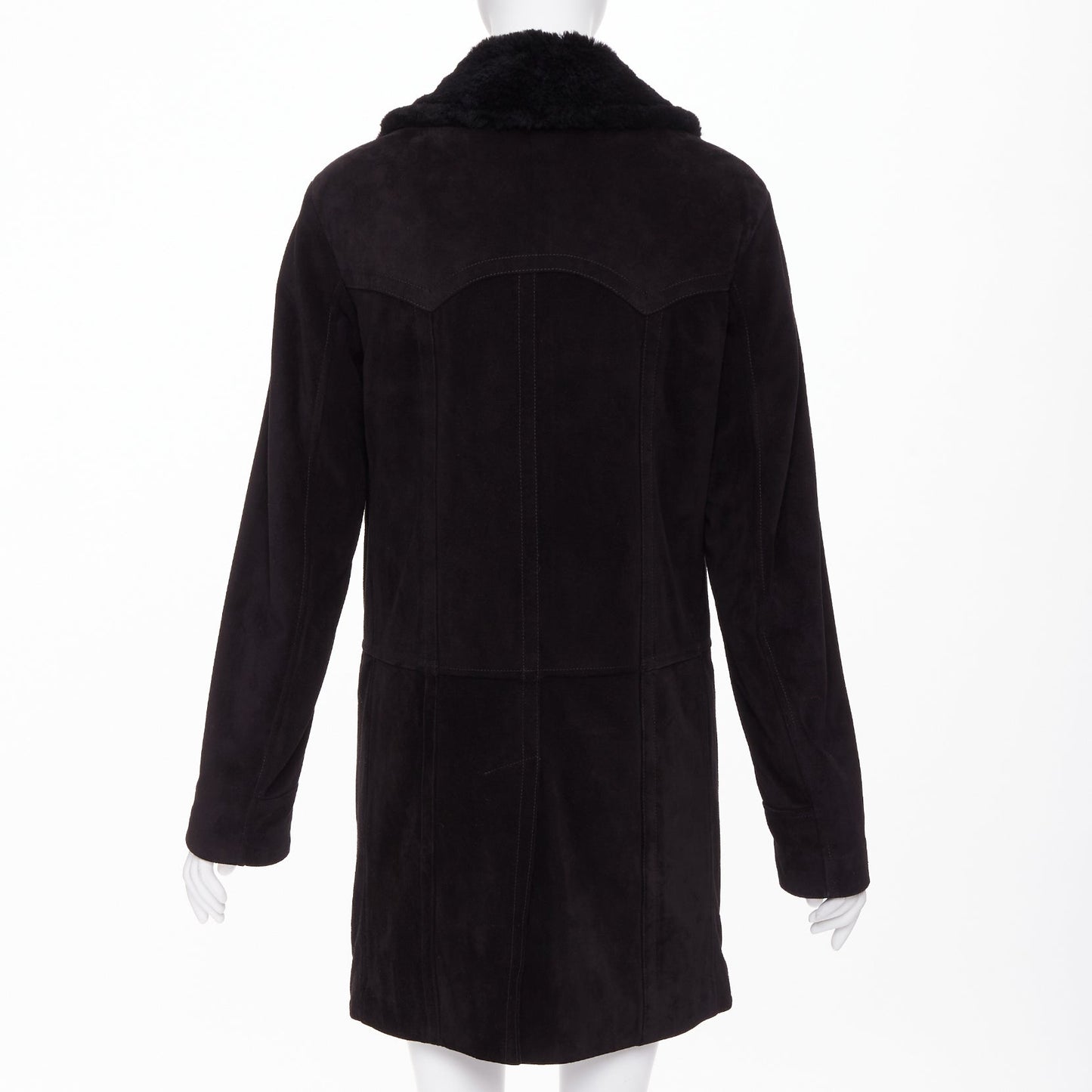 Men's Saint Laurent leather shearling lined double breasted coat