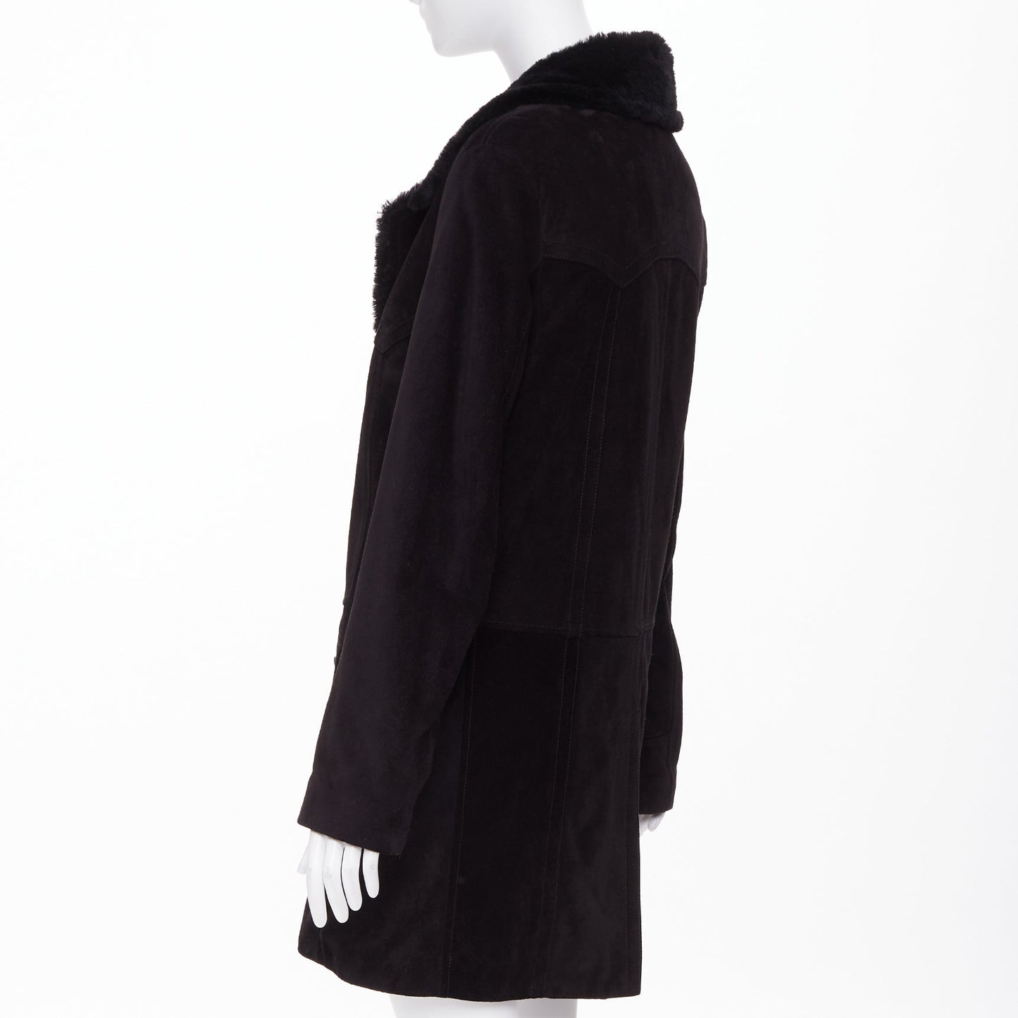 Men's Saint Laurent leather shearling lined double breasted coat