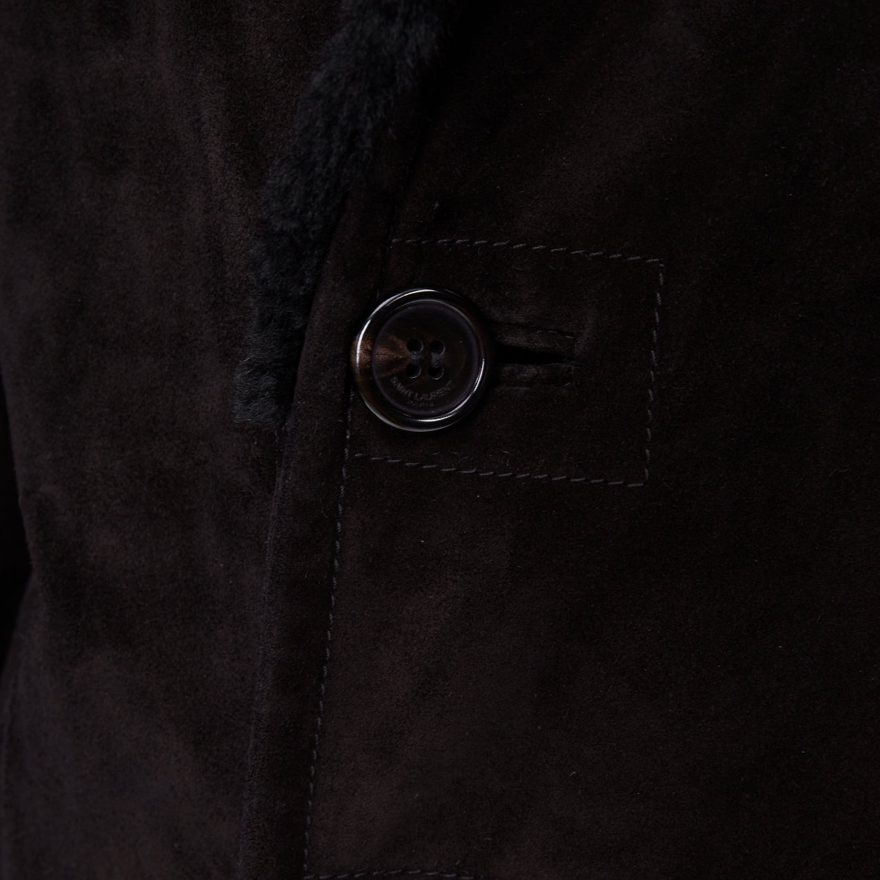 Men's Saint Laurent leather shearling lined double breasted coat