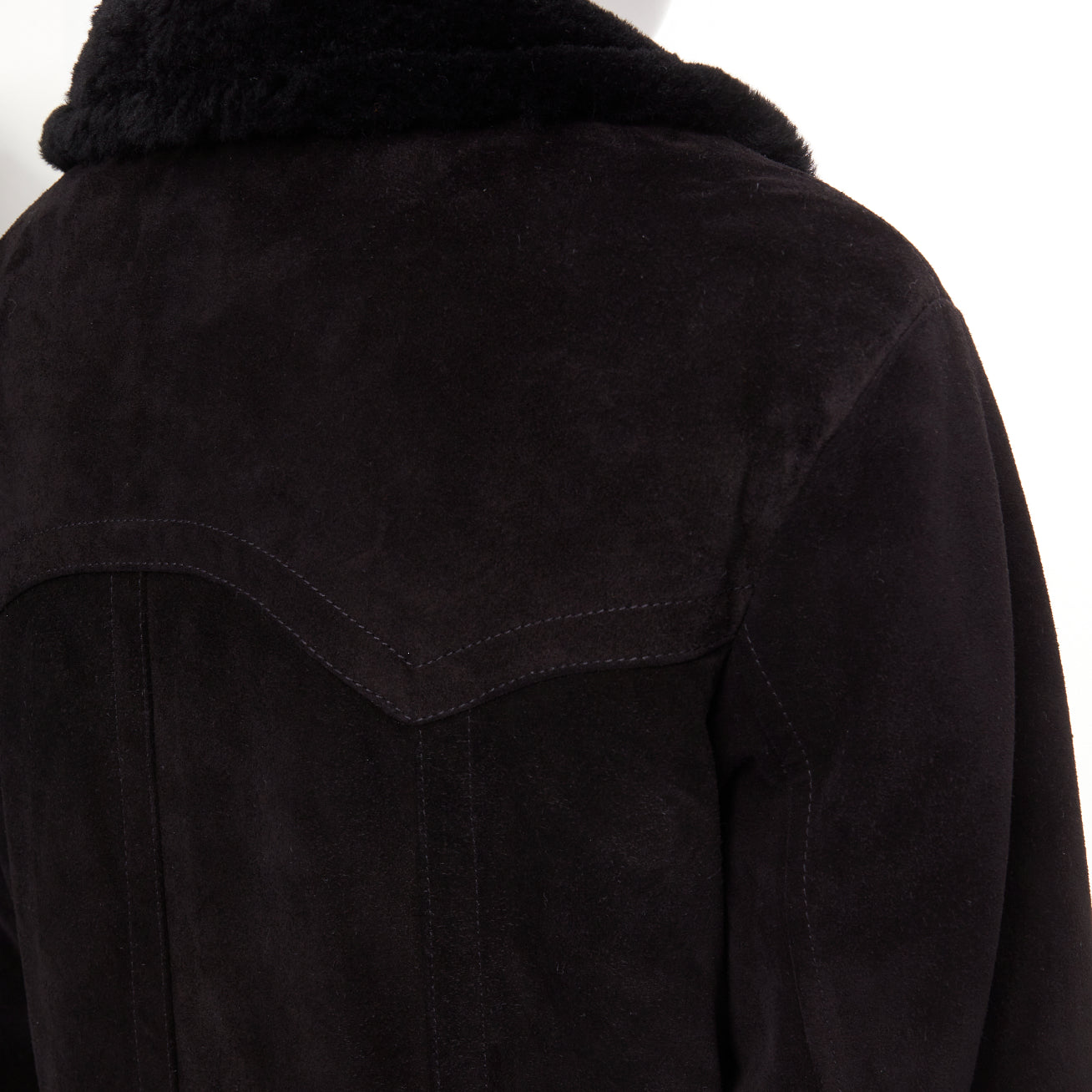 Men's Saint Laurent leather shearling lined double breasted coat