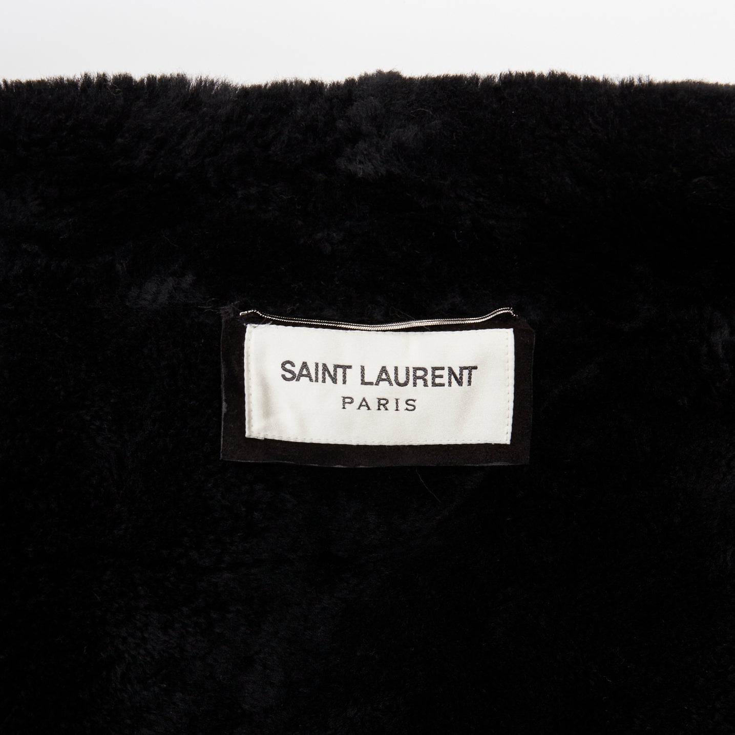 Men's Saint Laurent leather shearling lined double breasted coat