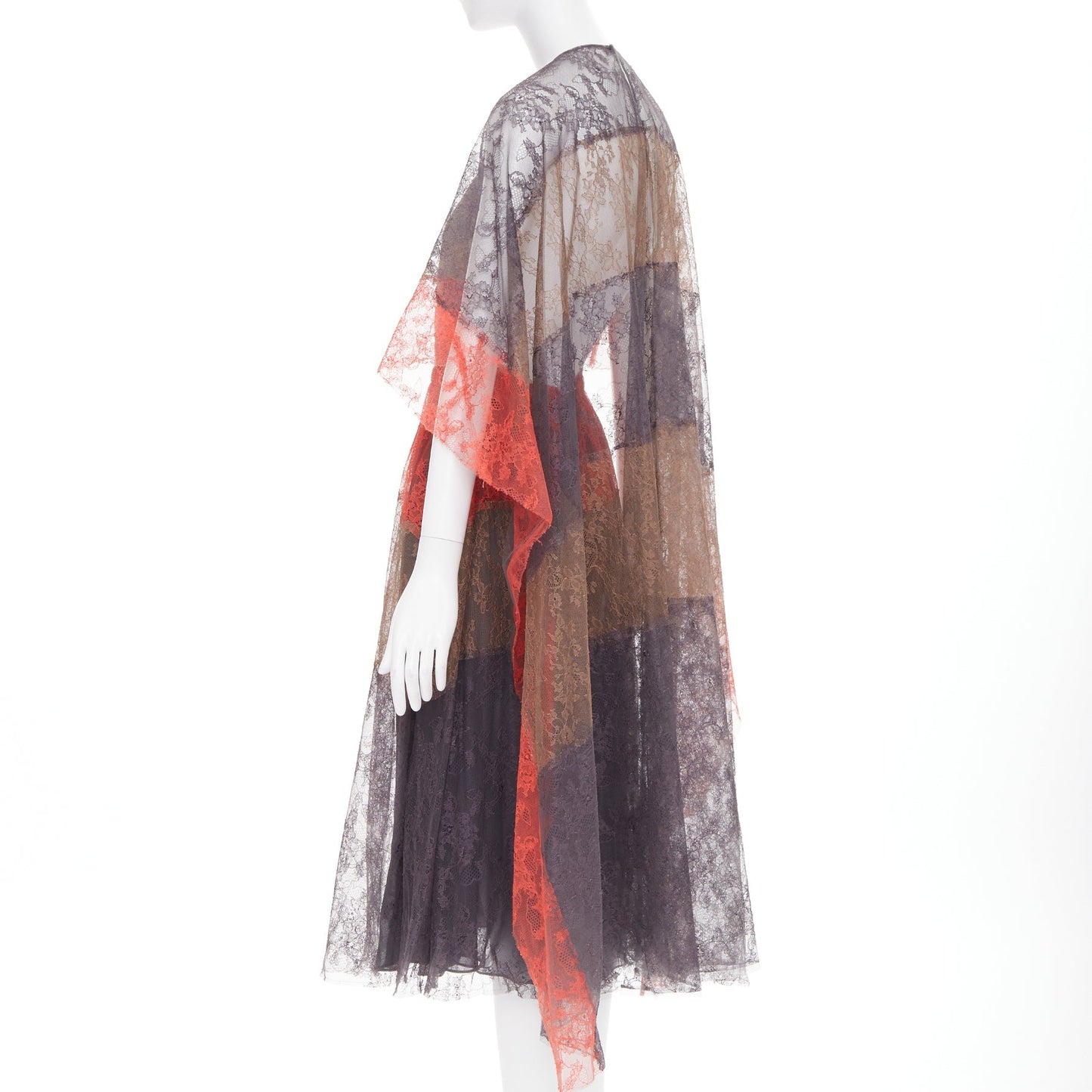 Women's Valentino gradient tiered lace cape open back dress