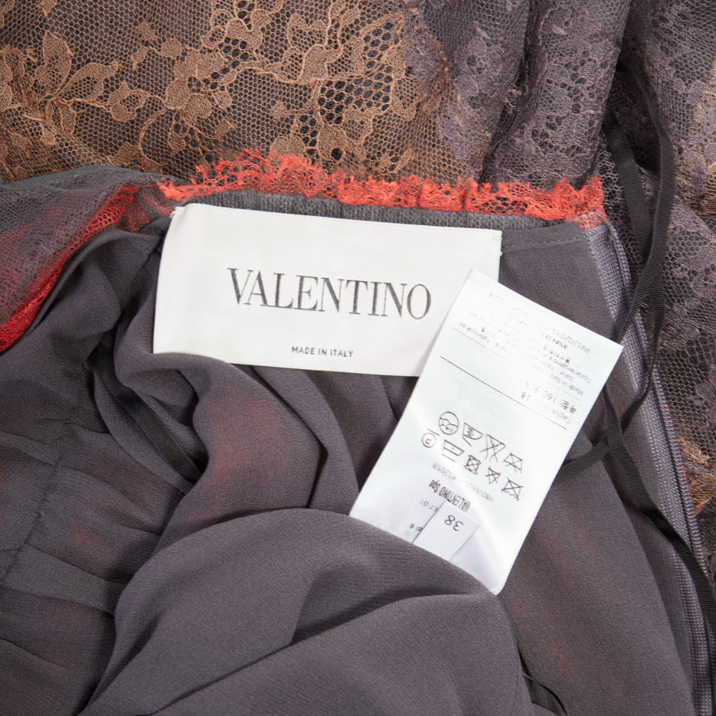 Women's Valentino gradient tiered lace cape open back dress