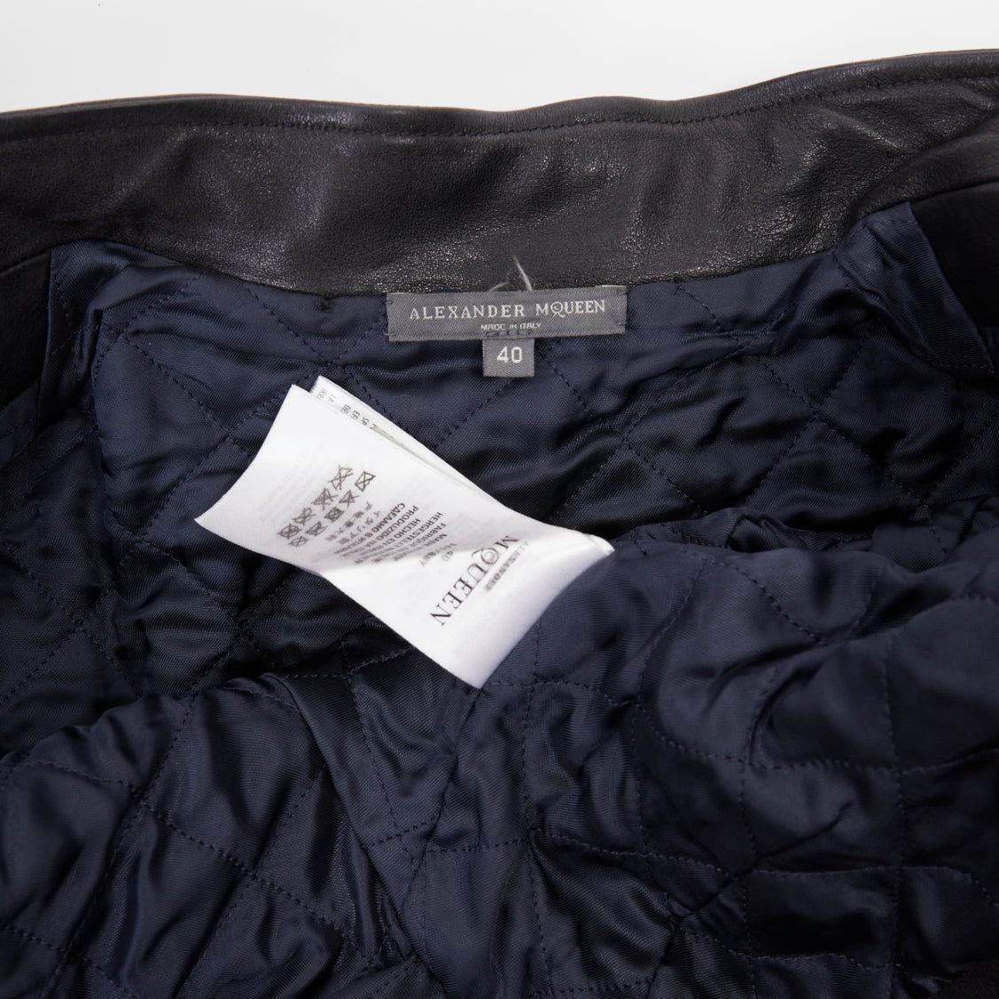 Women's Alexander McQueen Cross Stitch Leather peplum jacket