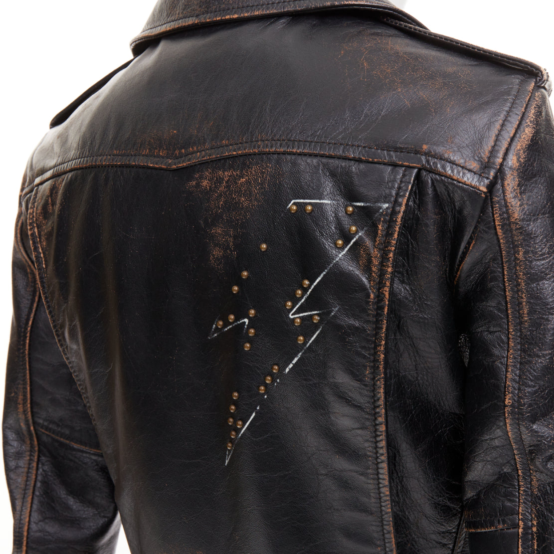 Women's Saint Laurent Thunder Studded distressed calfskin jacket