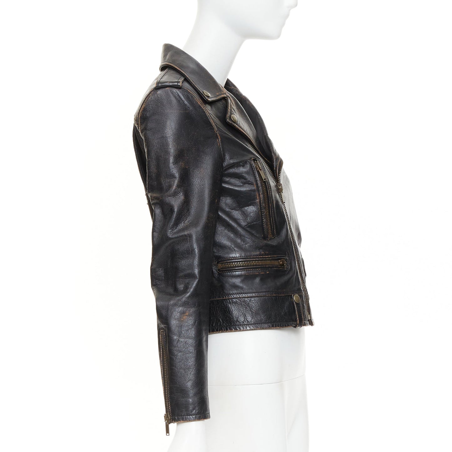 Women's Saint Laurent Thunder Studded distressed calfskin jacket