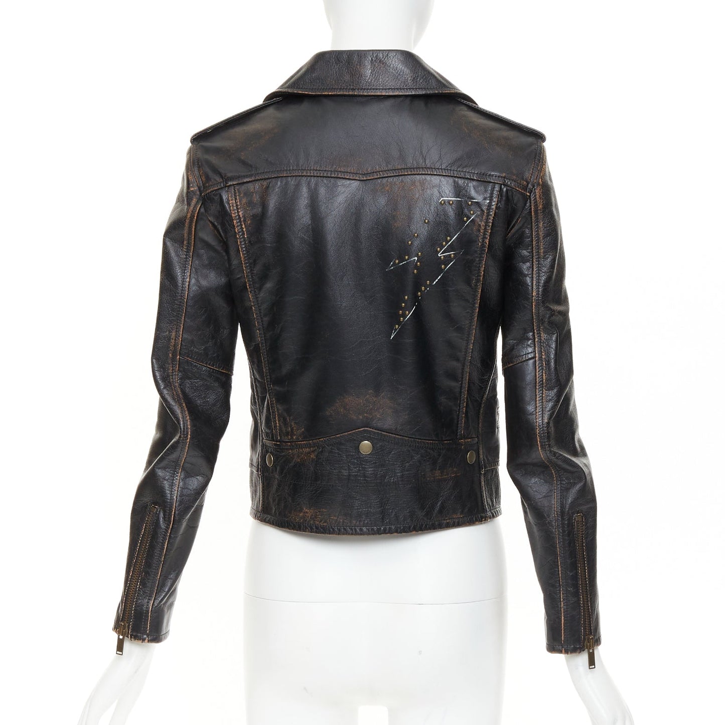 Women's Saint Laurent Thunder Studded distressed calfskin jacket
