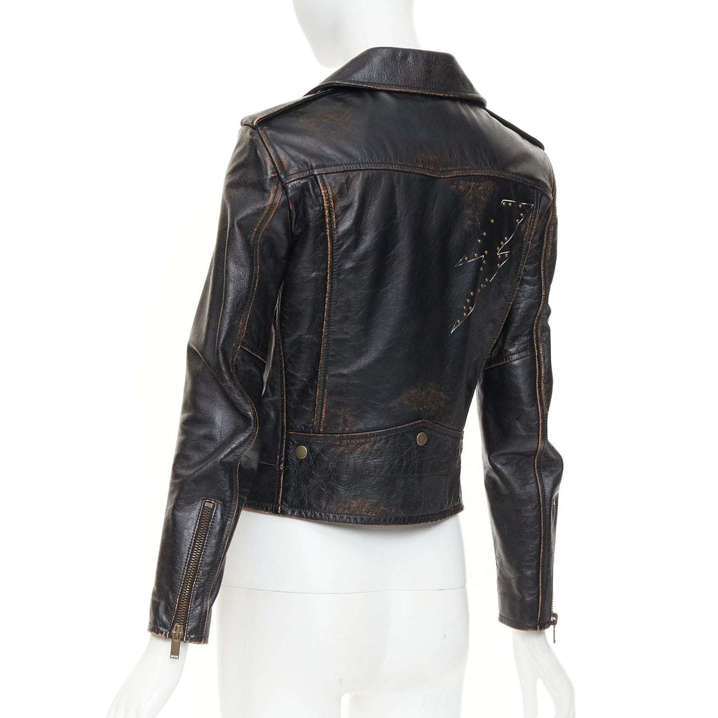Women's Saint Laurent Thunder Studded distressed calfskin jacket