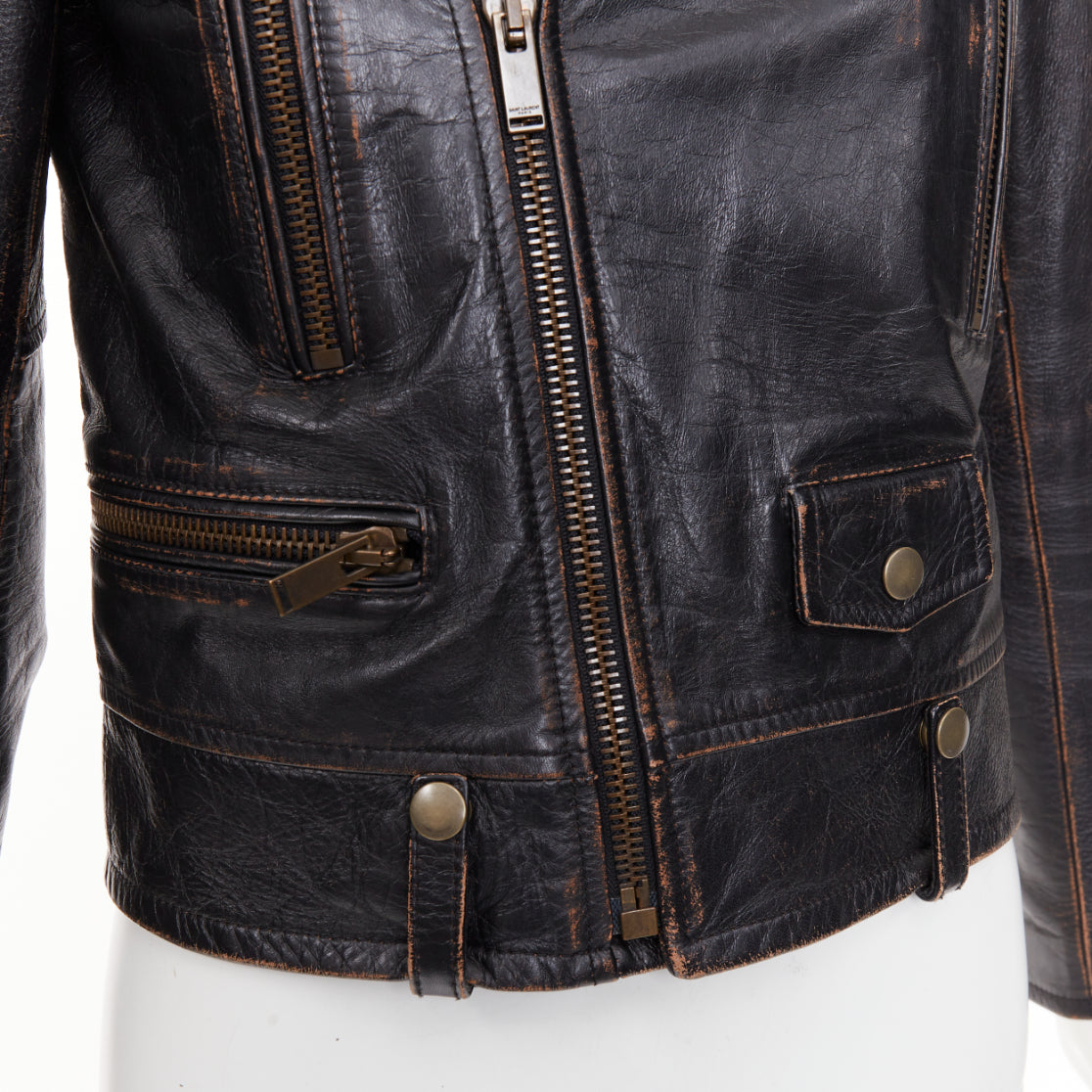 Women's Saint Laurent Thunder Studded distressed calfskin jacket