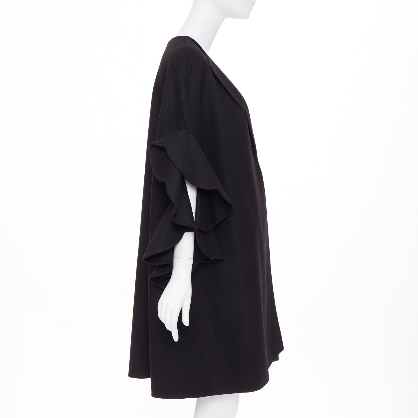 Women's Valentino wool cashmere blend tiered ruffle sleeve overcoat