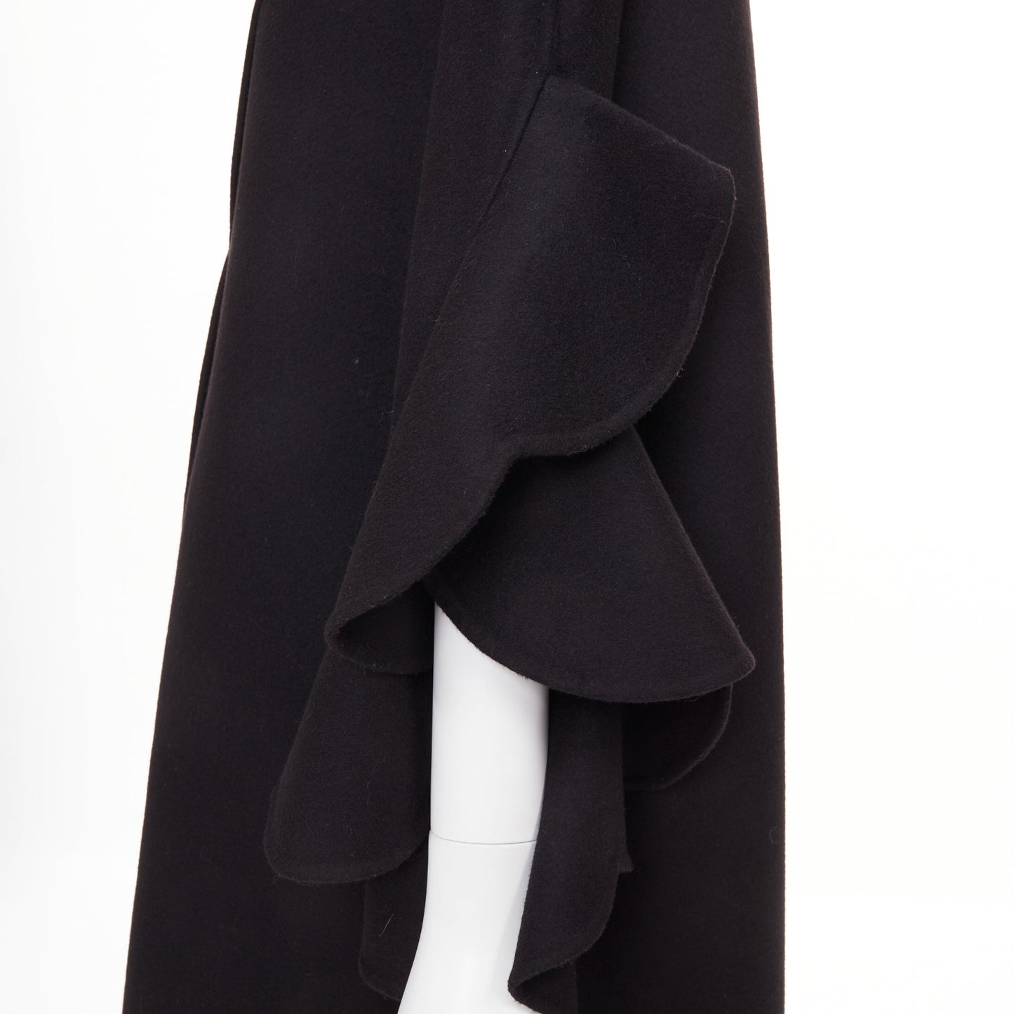 Women's Valentino wool cashmere blend tiered ruffle sleeve overcoat